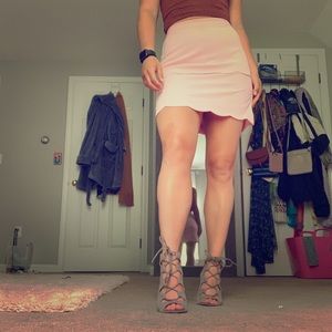 Pink scallop layered pencil skirt